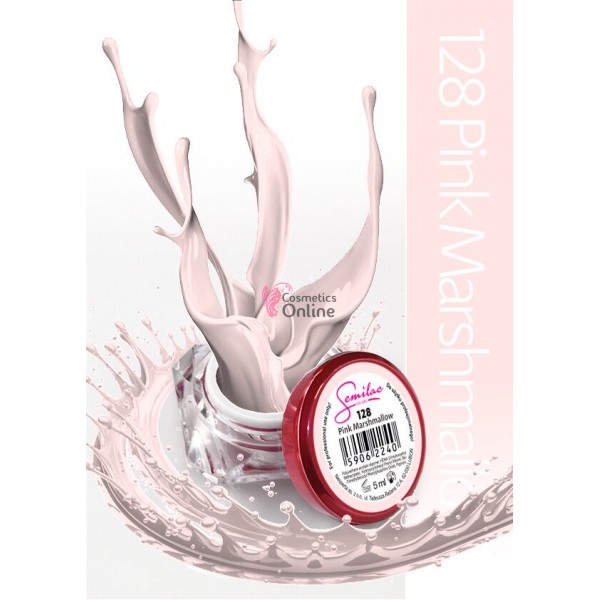 Gel uv Semilac Geltaq color 128 roz Pink Marshmallow 5 ml + 1 pigment color Neon Cadou